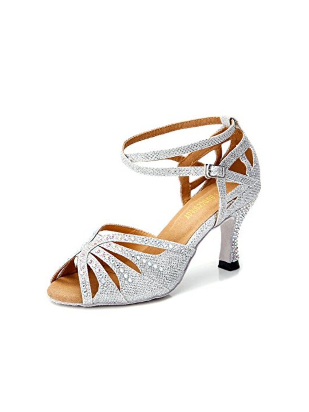 Rhinestone Ballroom Dance Shoes Latin Salsa Suede Sole